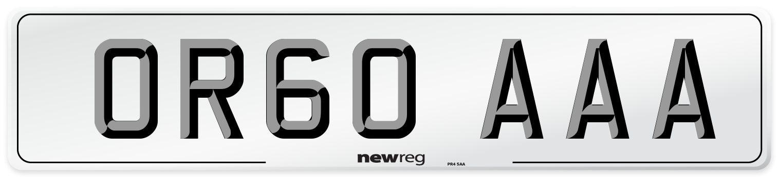 OR60 AAA Number Plate from New Reg